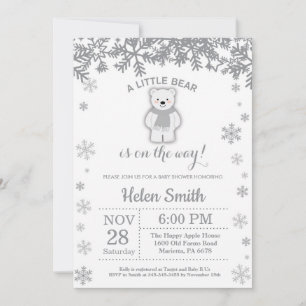 Ijsbeer Winter Baby Shower Sneeuwvlok Uitnodiging