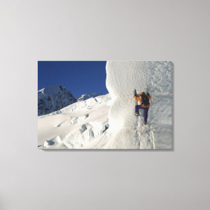 Ijsbeklimming op de Tasman-gletsjer onder Mount Canvas Afdruk
