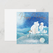 Ijsberen, Vos, Pinguïn & Sneeuwman Gelukkig Feestdagenkaart (Voorkant / Achterkant)