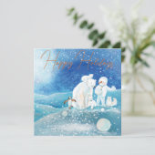 Ijsberen, Vos, Pinguïn & Sneeuwman Gelukkig Feestdagenkaart (Staand voorkant)