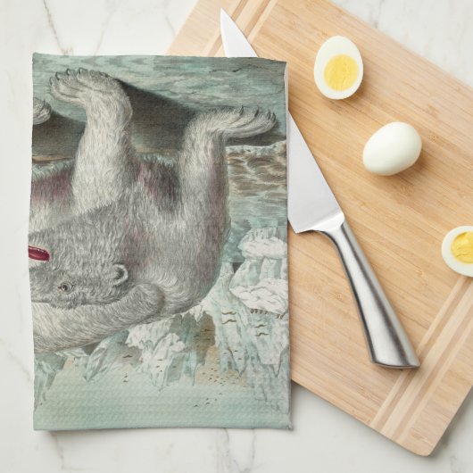 ijsberg - winterillustratie van het poolbeer theedoek (Quarter Fold)