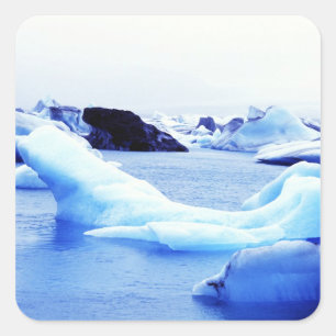 Ijsbergen in de Jokulsarlon-lagune Vierkante Sticker