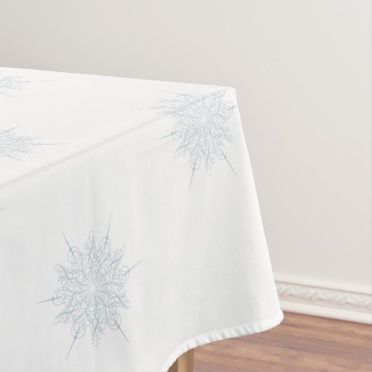 IJsblauw Elegante Sneeuwvlok Winter Tafelkleed (Voorbeeld)
