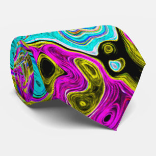 Ijsblauw Groovy Abstract Retro Vloeibare Draaikolk Stropdas