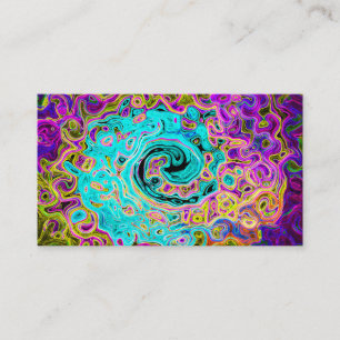 Ijsblauw Groovy Abstract Retro Vloeibare Draaikolk Visitekaartje