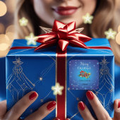 IJsblauw Rood Holly bessen Vrolijk Kerstfeest Vierkante Sticker