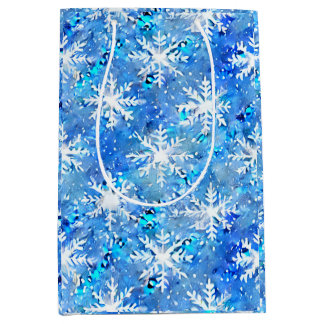 IJsblauw & Turquoise Winter Sneeuwvlok Medium Cadeauzakje