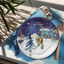Ijsblauw Winterdorp Baby Shower | Swirl Frame