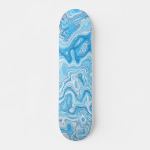 Ijsblauwe marmertextuur abstract vloeibaar skateboard