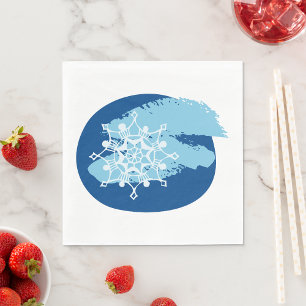 Ijsblauwe Sneeuwvlok Abstract Winter Cirkel Servet