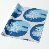 Ijsblauwe Sneeuwvlok Abstracte Winter Cirkel Cadeaupapier (Uitgerold)