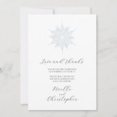 IJsblauwe sneeuwvlok Elegante Winter bruiloft Bedankkaart (Voorkant)