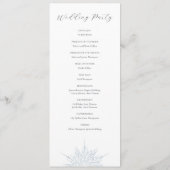 IJsblauwe sneeuwvlok Elegante Winter bruiloft Programma (Achterkant)