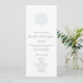 IJsblauwe sneeuwvlok Elegante Winter bruiloft Programma (Staand voorkant)