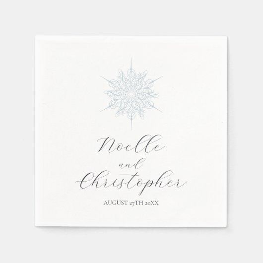 IJsblauwe sneeuwvlok Elegante Winter bruiloft Servet (Voorkant)