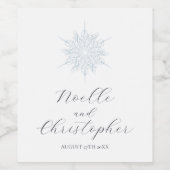 IJsblauwe sneeuwvlok Elegante Winter bruiloft Wijn Etiket (Enkel label)