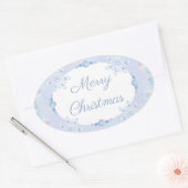 IJsblauwe sneeuwvlok Ovale Sticker (Envelop)