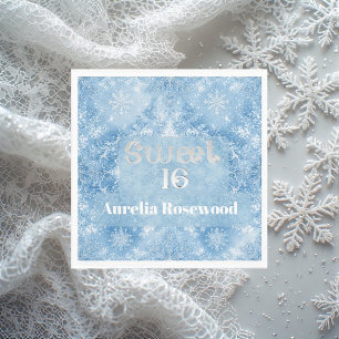 Ijsblauwe Vorst Sprookje Winter Sneeuw Sweet 16 Ch Servet