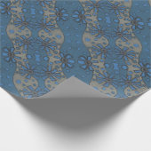 ijsbloemen, blauw en grijs bloempatroon, rustisch cadeaupapier (Hoek)