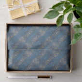 ijsbloemen, blauw en grijs bloempatroon, rustisch tissuepapier (Geschenk)
