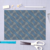 ijsbloemen, blauw en grijs bloempatroon, rustisch tissuepapier (Craft)