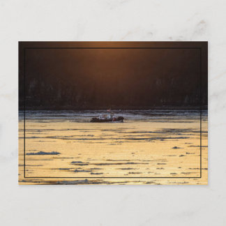 Ijsbreker bij zonsondergang briefkaart