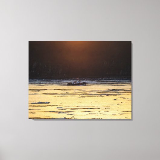 Ijsbreker bij zonsondergang canvas afdruk (Voorkant)