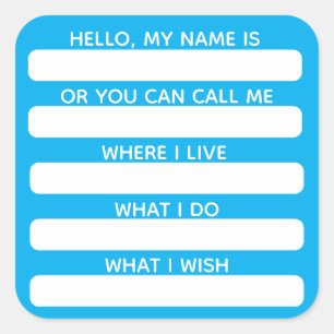 Ijsbreker Gesprek Naamlabel Met Info Vierkante Sticker