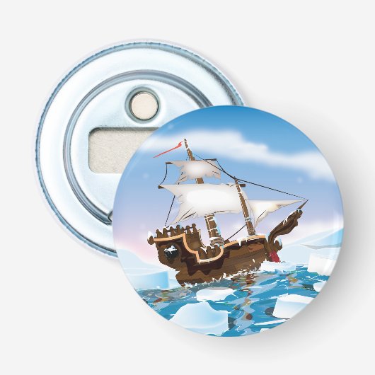 Ijsbreker schip. button flesopener (Voorkant)