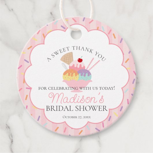Ijscoup Sundae Bruiloftsfeest Bedankjes Labels (Voorkant)