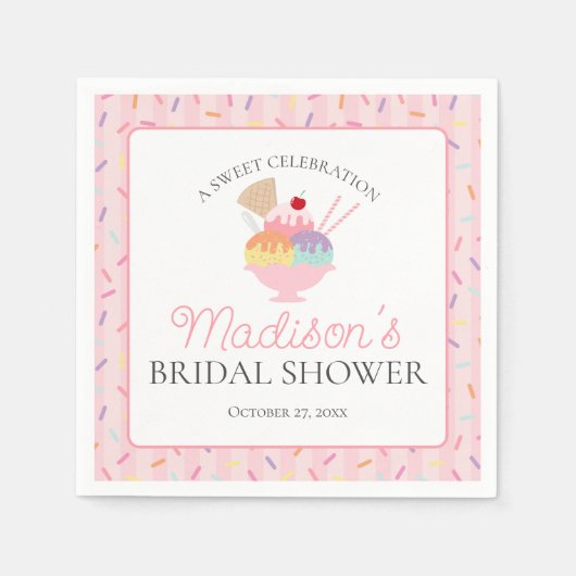 Ijscoup Sundae Bruiloftsfeest Servet (Voorkant)