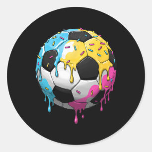 IJscr soccerbal druipend van de room met kleurrijk Ronde Sticker
