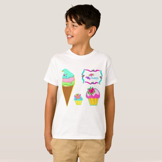 IJscream en cupcakes T-shirt (Voorkant volledig)
