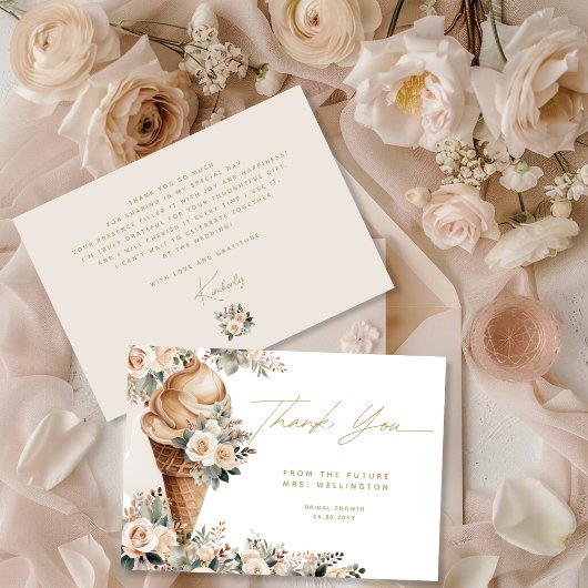 IJscrème Geselecteerd Bloemig Boho Bruidsdiner Bedankkaart