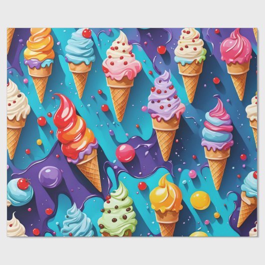 IJscrèmes Kleurrijke kunst Cadeaupapier (Vlak)