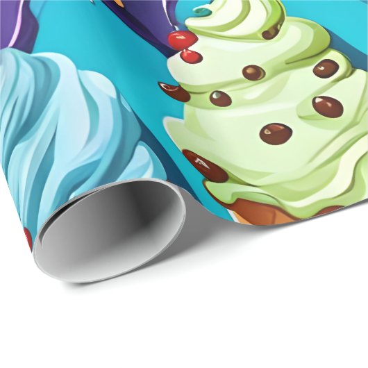 IJscrèmes Kleurrijke kunst Cadeaupapier (Rol Hoek)