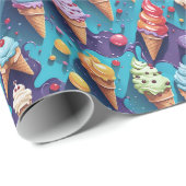 IJscrèmes Kleurrijke kunst Cadeaupapier (Rol Hoek)