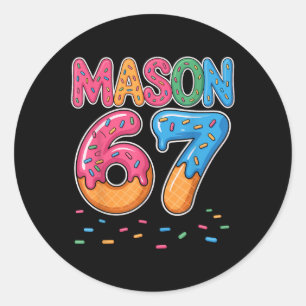 Ijsdruppel Mason Six Seven 6 7 Gen Alpha-slang Ronde Sticker