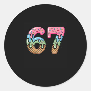 Ijsdruppel Meme Grappig Zes Zeven 67 Cadeau Ronde Sticker