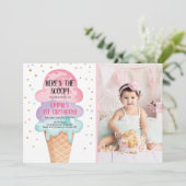 Ijsfeestje Dit is de leukste Roze confetti Kaart (Staand voorkant)