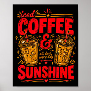 Ijsgekoelde koffie zonneschijn esthetische zomer d poster