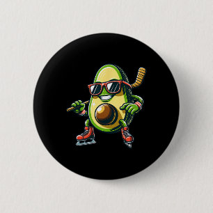 IJshockey Avocado Schaatsen Fun Zonnebril Ronde Button 5,7 Cm