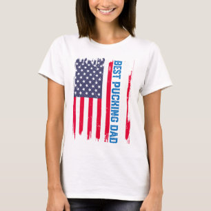 IJshockey Beste Puckende Papa Usa Amerikaanse Vlag T-shirt