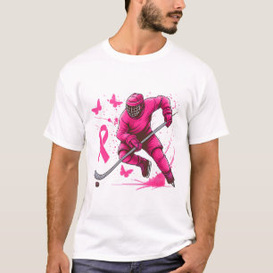 IJshockey Borstkanker Bewustzijn Speler Roze Spl T-shirt