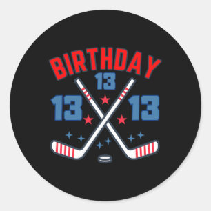 IJshockey Dertien Verjaardag Jongen 13de Feest Jon Ronde Sticker