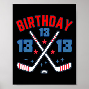 IJshockey Dertien Verjaardag Jongen 13e Feest Jong Poster