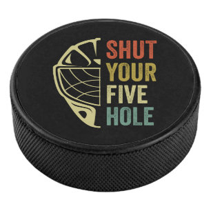 IjsHockey Doelman Grappig Sluit Je Vijf Hole Retro Hockey Puck