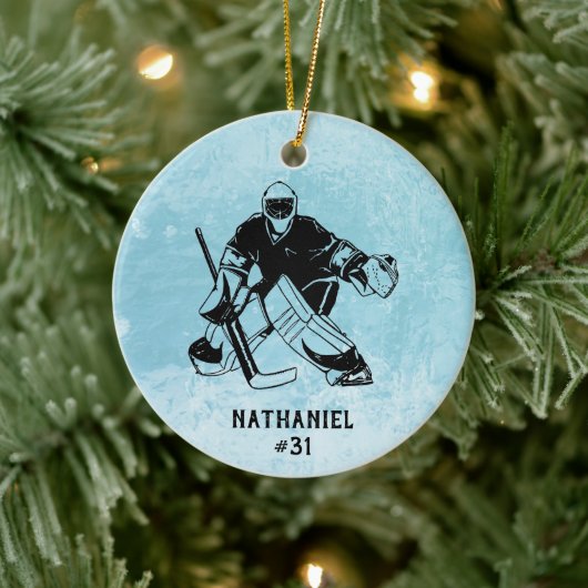 IJshockey doelman monogram Keramisch Ornament (Boom)