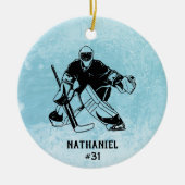 IJshockey doelman monogram Keramisch Ornament (Voorkant)