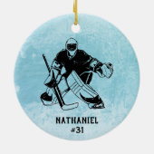 IJshockey doelman monogram Keramisch Ornament (Achterkant)